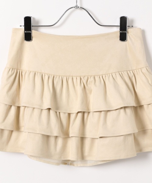 3.3 Field Trip （3.3フィールドトリップ）の「3.3 Field Trip／フェイクスウェードフリルスカート（スカート・レディース・アイボリー/ブラウン・FREE）」の3枚目の写真