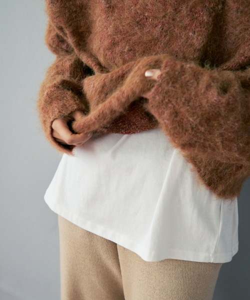 Crisp（クリスプ）の「ロングスリーブポケットTシャツ（Tシャツ/カットソー・レディース・ホワイト/ブラウン・FREE）」の8枚目の写真