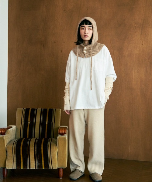 Crisp（クリスプ）の「ロングスリーブポケットTシャツ（Tシャツ/カットソー・レディース・ホワイト/ブラウン・FREE）」の12枚目の写真