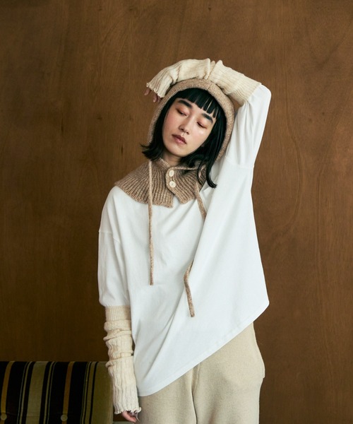 Crisp（クリスプ）の「ロングスリーブポケットTシャツ（Tシャツ/カットソー・レディース・ホワイト/ブラウン・FREE）」の11枚目の写真