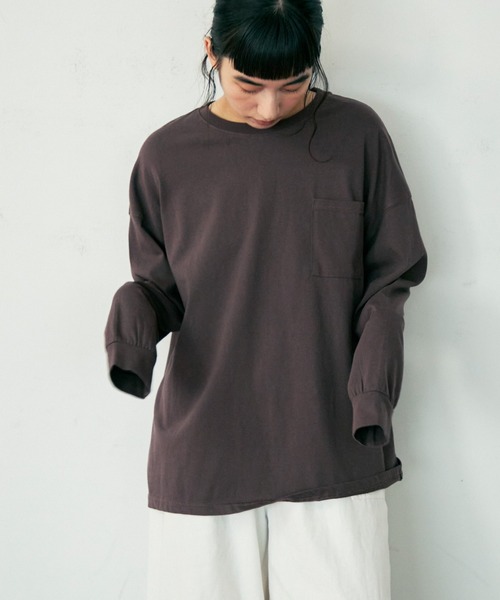 Crisp（クリスプ）の「ロングスリーブポケットTシャツ（Tシャツ/カットソー・レディース・ホワイト/ブラウン・FREE）」の16枚目の写真