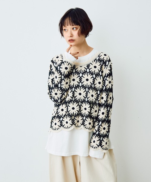 Crisp（クリスプ）の「ロングスリーブポケットTシャツ（Tシャツ/カットソー・レディース・ホワイト/ブラウン・FREE）」の21枚目の写真