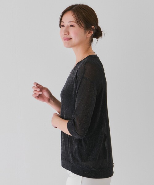 Jayro(ジャイロ)の「シースルーラメニットプルオーバー(ニット/セーター・レディース・ダークブラウン/ブラック/ホワイト・FREE)」の5枚目の写真