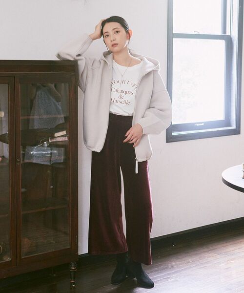 earth music&ecology（アースミュージックアンドエコロジー）の「コーデュロイタックパンツ（その他パンツ・レディース・アイボリー/ボルドー/ブラック・S/M）」の19枚目の写真