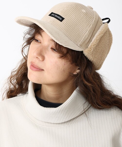 Columbia(コロンビア)の「コーデュロイ Columbia/ケンドリックパーク ファー フラップキャップ UVカット/コロンビア(キャップ・レディース・グリーン/アイボリー/ブラック・ONE SIZE)」の2枚目の写真
