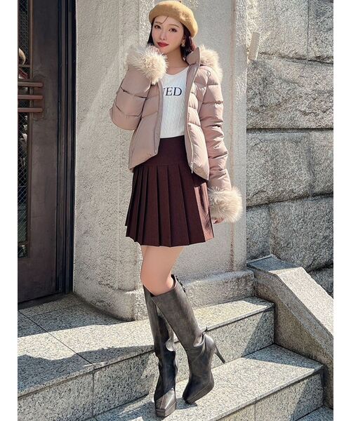 RESEXXY（リゼクシー）の「ケーブルクロップドニットトップス（ニット/セーター・レディース・グレー/ホワイト/ピンク・FREE）」の12枚目の写真