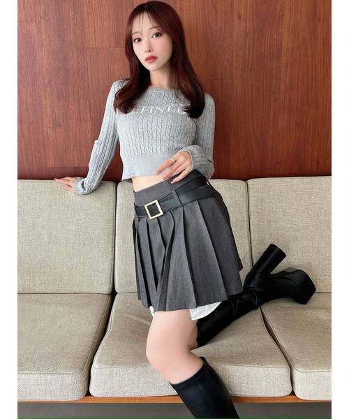 RESEXXY（リゼクシー）の「ケーブルクロップドニットトップス（ニット/セーター・レディース・グレー/ホワイト/ピンク・FREE）」の13枚目の写真