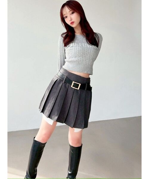 RESEXXY（リゼクシー）の「ケーブルクロップドニットトップス（ニット/セーター・レディース・グレー/ホワイト/ピンク・FREE）」の14枚目の写真