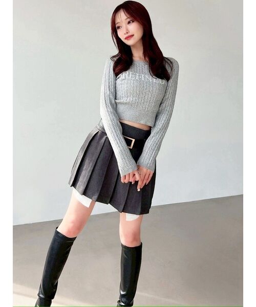 RESEXXY（リゼクシー）の「ケーブルクロップドニットトップス（ニット/セーター・レディース・グレー/ホワイト/ピンク・FREE）」の15枚目の写真