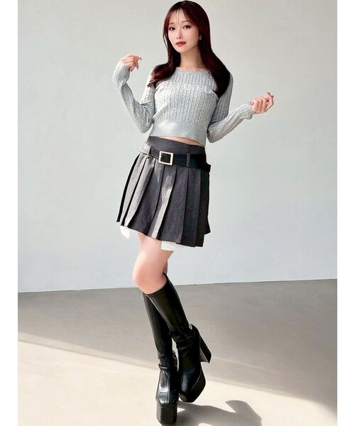 RESEXXY（リゼクシー）の「ケーブルクロップドニットトップス（ニット/セーター・レディース・グレー/ホワイト/ピンク・FREE）」の16枚目の写真