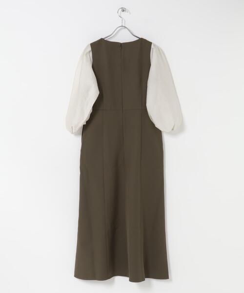URBAN RESEARCH ROSSO WOMEN（アーバンリサーチ　ロッソ）の「ドッキングスリーブVネックワンピース（ワンピース・レディース・ブラック/カーキ・FREE）」の6枚目の写真