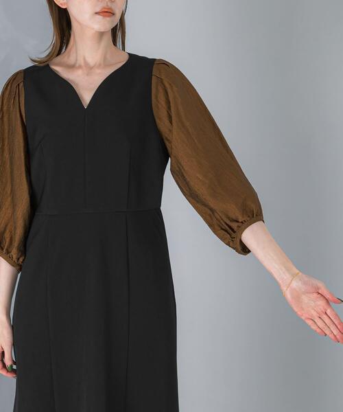 URBAN RESEARCH ROSSO WOMEN（アーバンリサーチ　ロッソ）の「ドッキングスリーブVネックワンピース（ワンピース・レディース・ブラック/カーキ・FREE）」の20枚目の写真