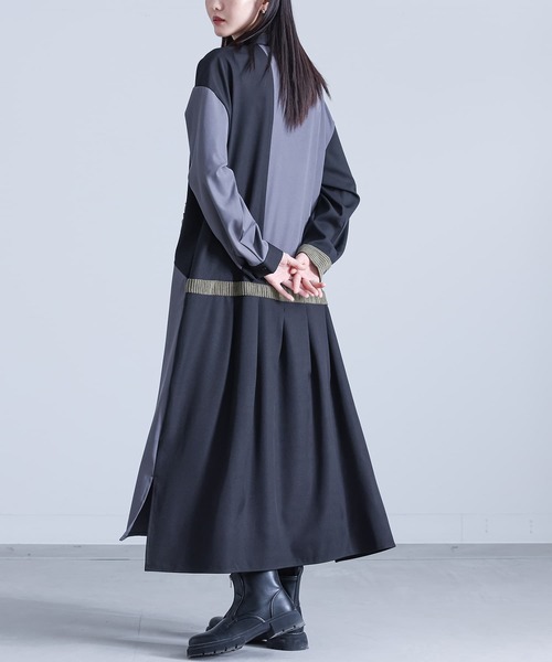 kOhAKU(コハク)の「異素材配色切替シャツワンピース(シャツワンピース・レディース・カーキ/グレー・FREE)」の13枚目の写真
