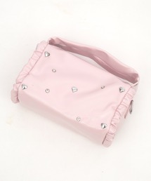 an meets zakka（アンミツザッカ）の「an meets zakka ジルコニア＆ハートスタッズサイドギャザーフリル合成皮革２WAYショルダーハンドバッグ（ショルダーバッグ）」