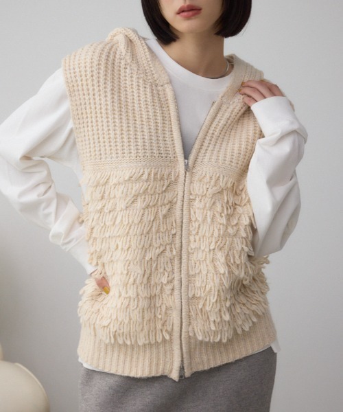 セール】ZIPフーディループニットベスト（ベスト）｜AZUL BY MOUSSY
