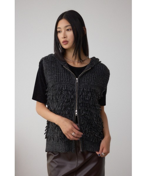 AZUL by moussy（アズールバイマウジー）の「ZIPフーディループニットベスト（ベスト・レディース・アイボリー/グレー/ブラウン・FREE）」の16枚目の写真
