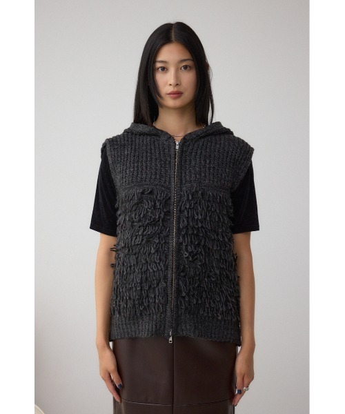 AZUL by moussy（アズールバイマウジー）の「ZIPフーディループニットベスト（ベスト・レディース・アイボリー/グレー/ブラウン・FREE）」の18枚目の写真
