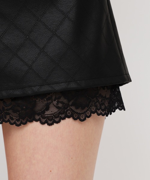 ROYAL PARTY（ロイヤルパーティー）の「ベルト付レースヘムフェイクレザーショートパンツ（その他パンツ・レディース・ブラック/オフホワイト/ブラウン・FREE）」の8枚目の写真