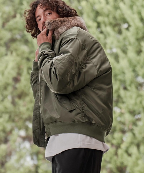 mj11218-リアルファー襟フライトジャケット(HLCM0206)（ミリタリー