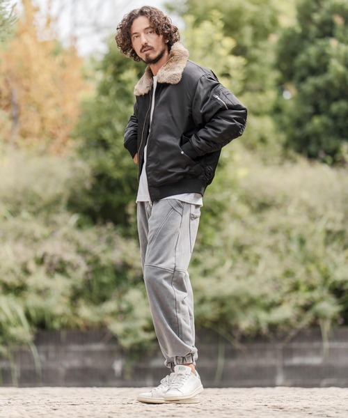 mj11218-リアルファー襟フライトジャケット(HLCM0206)（ミリタリー