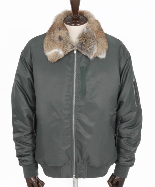 mj11218-リアルファー襟フライトジャケット(HLCM0206)（ミリタリー