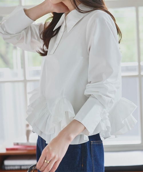裾フリルデザイン長袖ブラウス（シャツ/ブラウス）｜KOBE LETTUCE