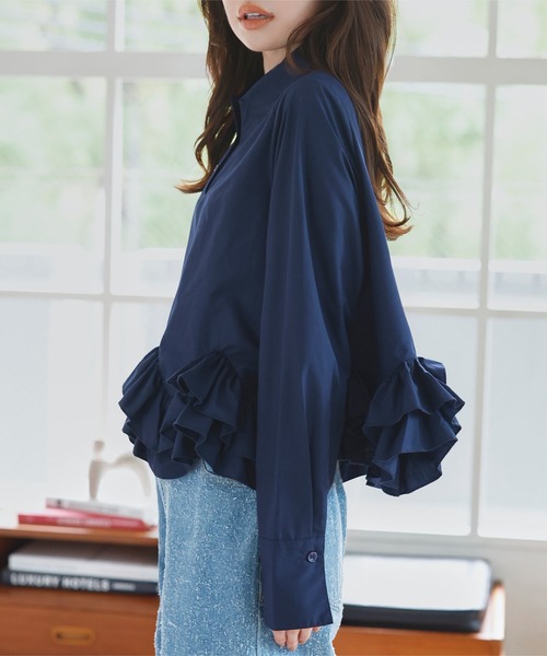 裾フリルデザイン長袖ブラウス（シャツ/ブラウス）｜KOBE LETTUCE