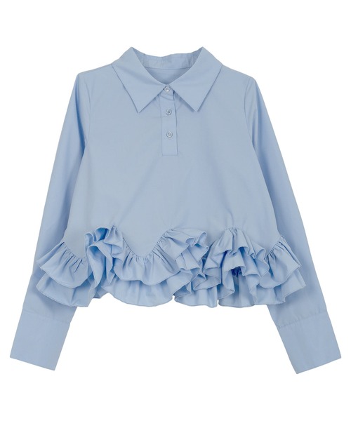 裾フリルデザイン長袖ブラウス（シャツ/ブラウス）｜KOBE LETTUCE