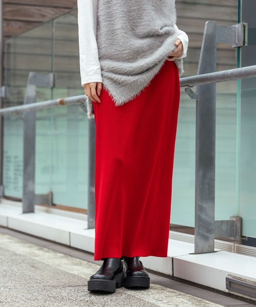 セール】＜選べる着丈＞12ゲージ総針ニットナロースカート / 607508