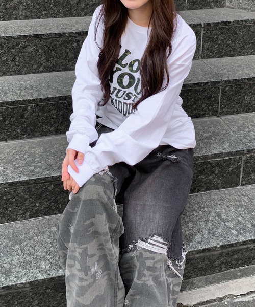 lilful(リルフル)の「Y2Kデザイン アソートロンT 迷彩柄/レオパード柄/ハートロゴ(Tシャツ/カットソー・レディース・ホワイト系その他3/ブラック系その他/ブラック系その他3/ブラック系その他2/ブラック/ホワイト系その他/ホワイト/グレー系その他/グレー/ホワイト系その他2・S/M)」の18枚目の写真