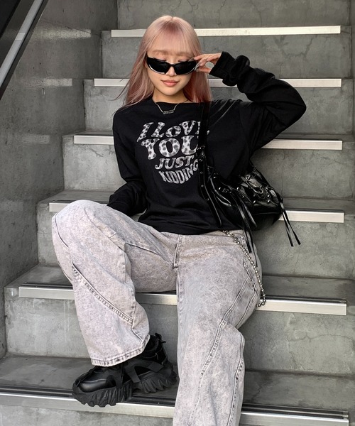 lilful(リルフル)の「Y2Kデザイン アソートロンT 迷彩柄/レオパード柄/ハートロゴ(Tシャツ/カットソー・レディース・ホワイト系その他3/ブラック系その他/ブラック系その他3/ブラック系その他2/ブラック/ホワイト系その他/ホワイト/グレー系その他/グレー/ホワイト系その他2・S/M)」の12枚目の写真