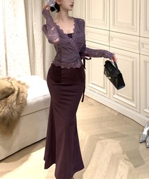 キャミワンピース」に該当するパープル/紫色系のファッション