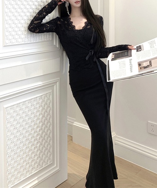 Jasmine Grandiflorum(ジャスミングランディフローラム)の「【Jasmine】シアーレーストップス+スウェットキャミワンピース (SS)(ワンピース・レディース・ブラック/パープル・FREE)」の5枚目の写真
