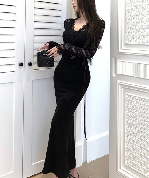 Jasmine Grandiflorum(ジャスミングランディフローラム)の「【Jasmine】シアーレーストップス+スウェットキャミワンピース (SS)(ワンピース・レディース・ブラック/パープル・FREE)」の4枚目の写真