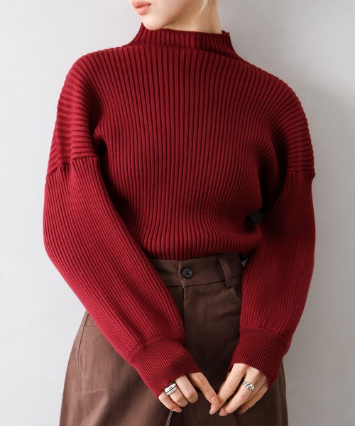 SpRay(スプレイ)の「ボリューム袖ボトルネックニット(ニット/セーター・レディース・ブラウン/ボルドー/グレー/ブラック/アイボリー/ダークブルー/グリーン・FREE)」の9枚目の写真