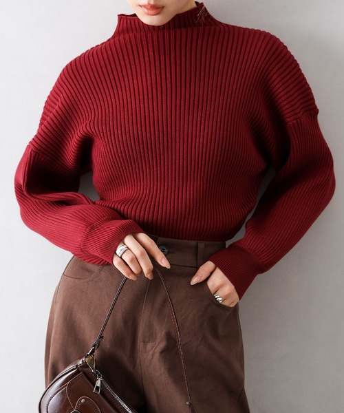 SpRay(スプレイ)の「ボリューム袖ボトルネックニット(ニット/セーター・レディース・ブラウン/ボルドー/グレー/ブラック/アイボリー/ダークブルー/グリーン・FREE)」の10枚目の写真