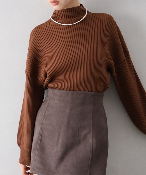 SpRay(スプレイ)の「ボリューム袖ボトルネックニット(ニット/セーター・レディース・ブラウン/ボルドー/グレー/ブラック/アイボリー/ダークブルー/グリーン・FREE)」の12枚目の写真