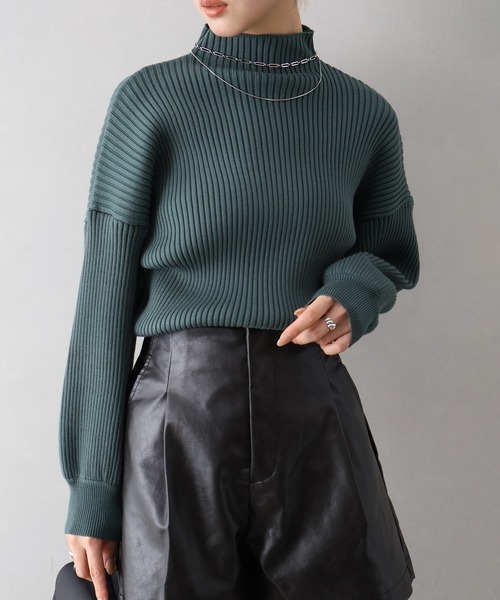 SpRay(スプレイ)の「ボリューム袖ボトルネックニット(ニット/セーター・レディース・ブラウン/ボルドー/グレー/ブラック/アイボリー/ダークブルー/グリーン・FREE)」の17枚目の写真