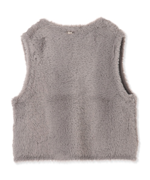 A/C DESIGN BY ALPHA CUBIC（エーシーデザインバイアルファキュービック）の「【今年らしさが叶うキーアイテム】ファーVネックベスト（カーディガン/ボレロ・レディース・ライトグレー/ブラック・L/M）」の15枚目の写真
