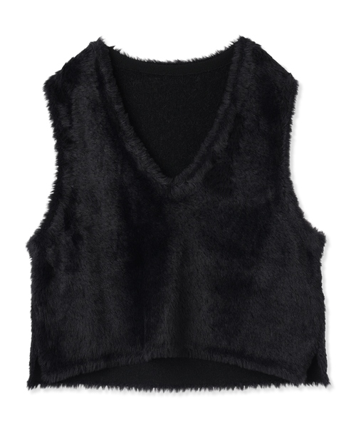 A/C DESIGN BY ALPHA CUBIC（エーシーデザインバイアルファキュービック）の「【今年らしさが叶うキーアイテム】ファーVネックベスト（カーディガン/ボレロ・レディース・ライトグレー/ブラック・L/M）」の21枚目の写真
