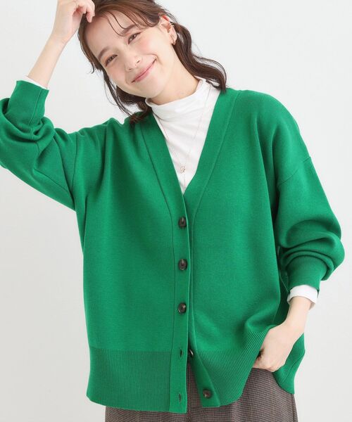セール】【洗える/毛玉レス】表面がきれいなVネックカーディガン