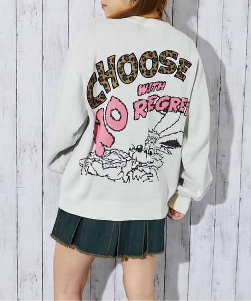 GORGE(ゴージ)の「《バックロゴ×グラフィック》レディースジャガード ニット ルーズシルエット 秋冬(ニット/セーター・レディース・ブラック/オフホワイト/グレー/レッド・F)」の3枚目の写真