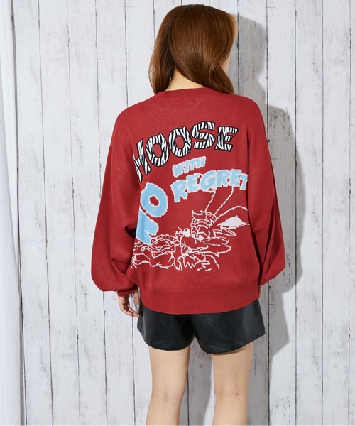 GORGE(ゴージ)の「《バックロゴ×グラフィック》レディースジャガード ニット ルーズシルエット 秋冬(ニット/セーター・レディース・ブラック/オフホワイト/グレー/レッド・F)」の13枚目の写真