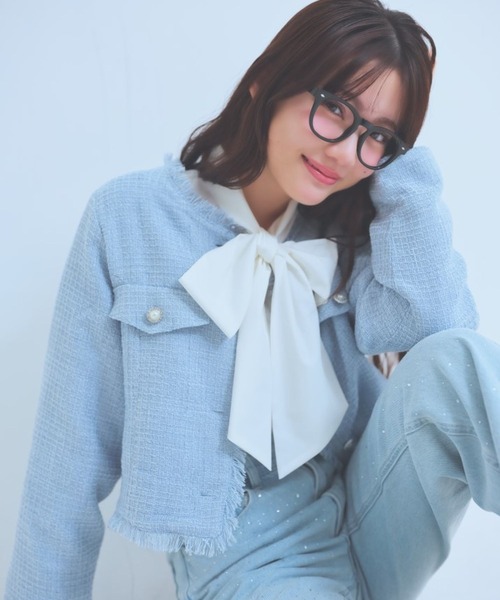 repipi armario（レピピ アルマリオ）の「BIGリボンブラウス（シャツ/ブラウス・キッズ・サックスブルー/オフホワイト/ピンク・LARGE/MEDIUM/SMALL）」の13枚目の写真