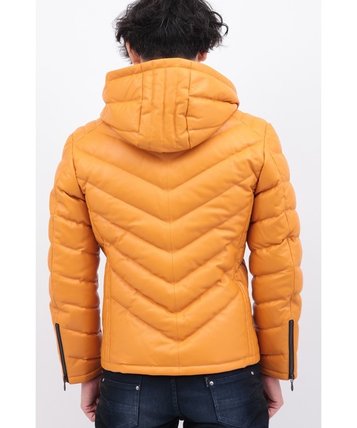 セール】ダブルライダースラムレザーダウン（ダウンジャケット/コート