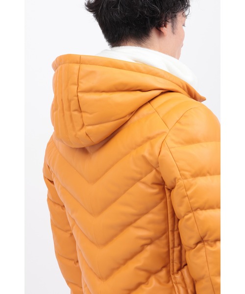 TORNADO MART（トルネードマート）の「ダブルライダースラムレザーダウン（ダウンジャケット/コート・メンズ・ブラック/オレンジ・MEDIUM/LARGE）」の10枚目の写真