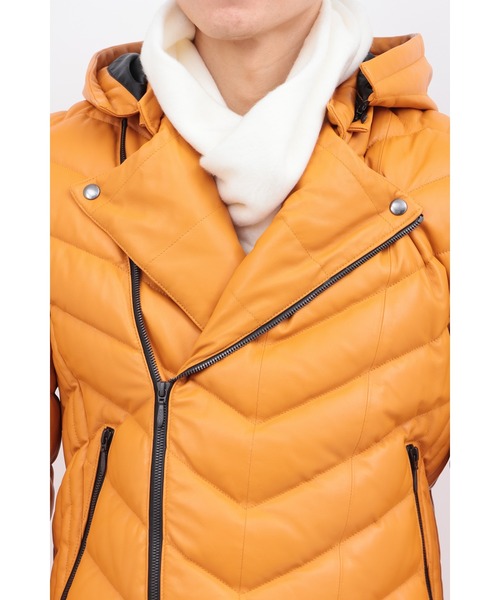 セール】ダブルライダースラムレザーダウン（ダウンジャケット/コート