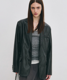 MINIMAL VINTAGE WASHED LEATHER JACKET_BLACK