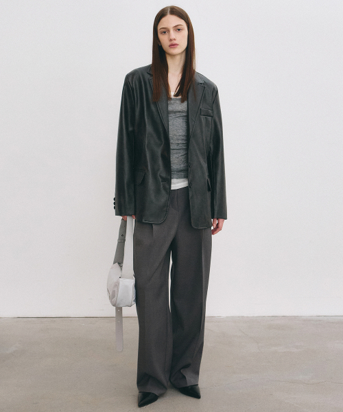 NICK&NICOLE(ニックアンドニコール)の「MINIMAL VINTAGE WASHED LEATHER JACKET_BLACK(ライダースジャケット・レディース・その他・FREE)」の4枚目の写真