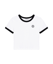 NICOLE COLOURWAY RINGER CROP TOP_WHITE BLACK